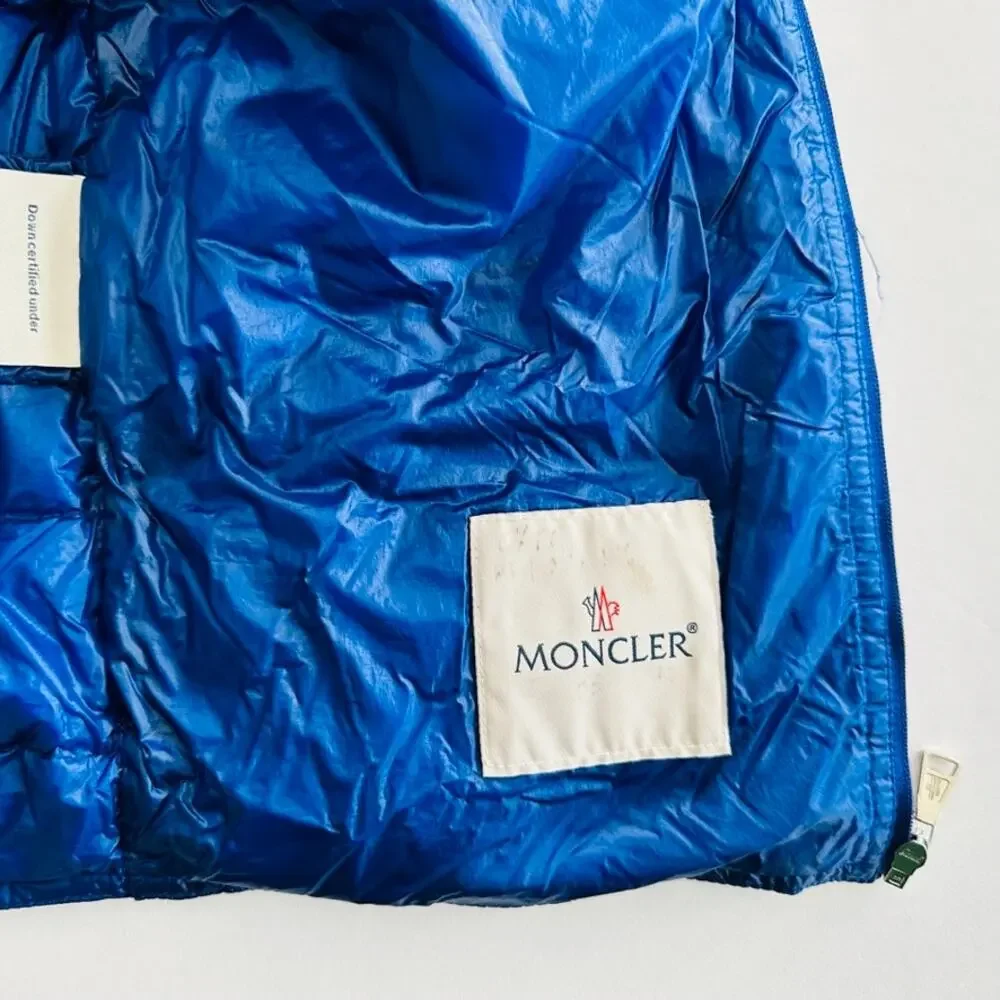 Moncler Gui Kids Boys Puffer Vest Royal Blue Size 10 Shine Classic Fit $445